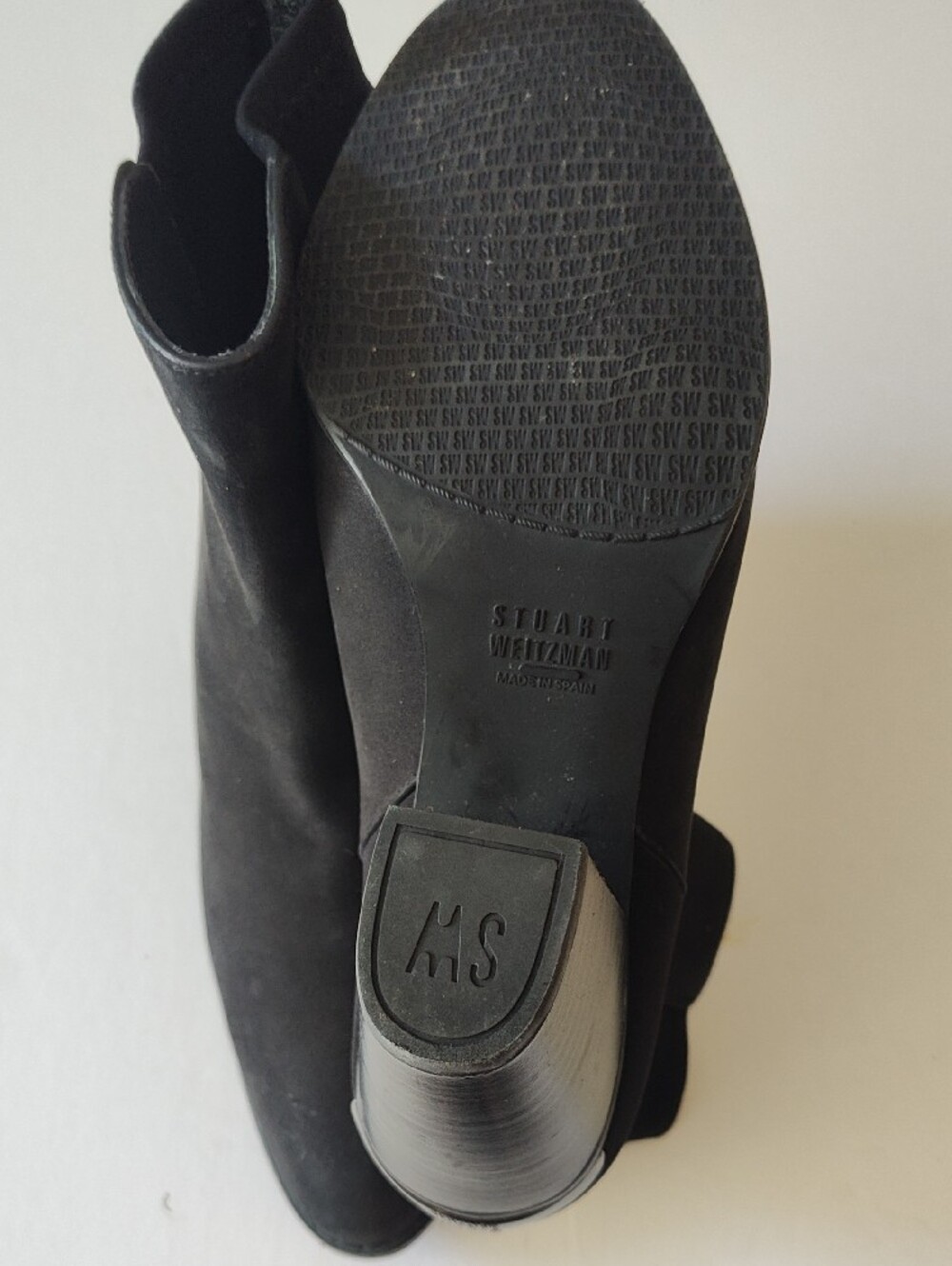 Classic Black Suede Stretch Suede Ankle Booties  Pointed-Toe Size 8 - Picture 6 of 10